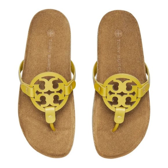 NIB Tory Burch Miller Cloud Leather Sandal Lemon Lime US